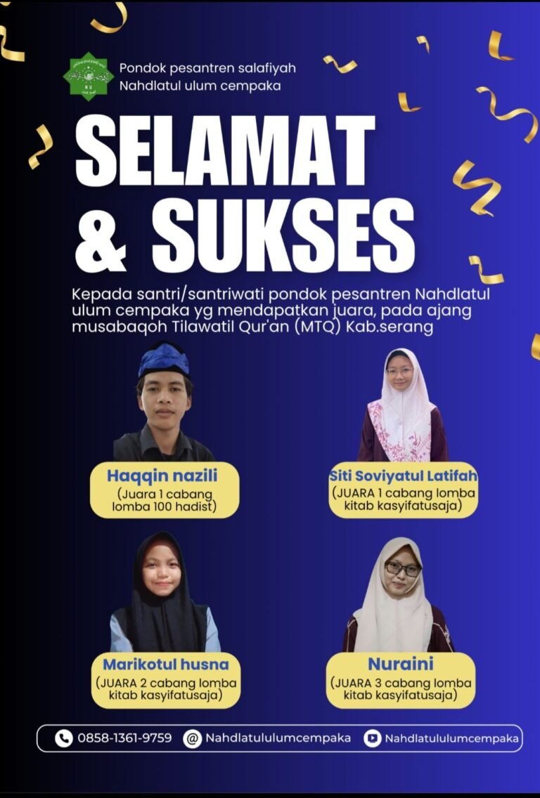 Pesantren Nahdlatul Ulum Sabet Seluruh Juara Kitab Kasyifatussaja pada MTQ ke-55 Kabupaten Serang 2026